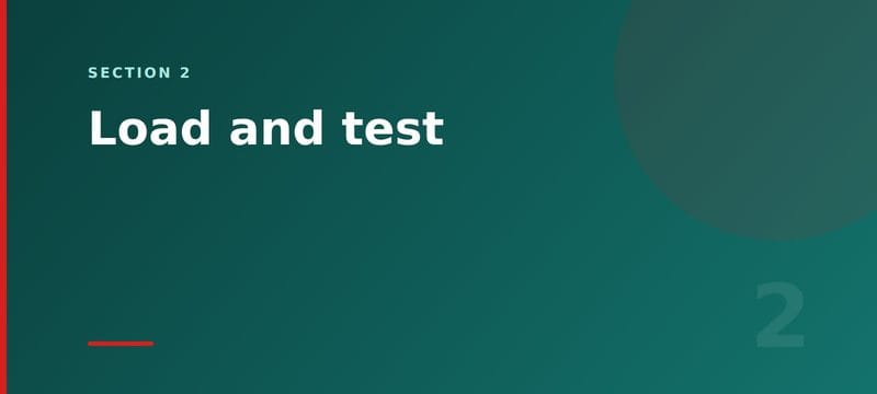 Section card: load and test in a sandbox