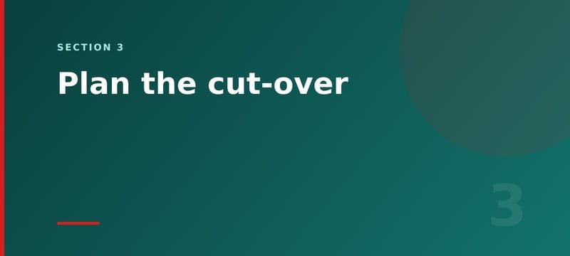 Section card: planning the cut-over from Sage 50